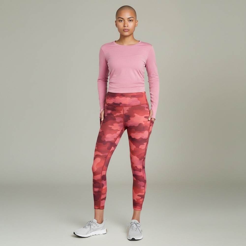 Athleta Ultimate Stash Pocket 7/8 Tight Leggings Size S Mantra Print Warm‎